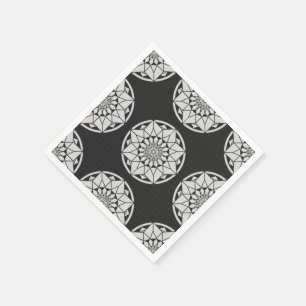 Serviette En Papier Noir et blanc de tricotage de mandala d'étoile