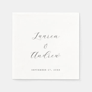 Serviette En Papier Noir et blanc Élégant Moderne Mariage simple