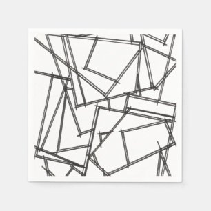 Serviette En Papier Noir et blanc géométrique-moderne minimaliste