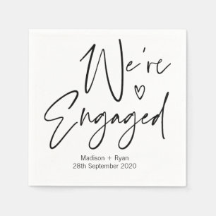 Serviette En Papier Noir et blanc Nous sommes engagés Engagement Décor