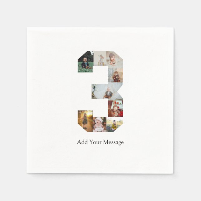 Serviette En Papier Noir et blanc Numéro 3 Collage photo (Devant)