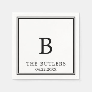 Serviette En Papier Noir et blanc Personnalisé Cocktail Cocktail Servi