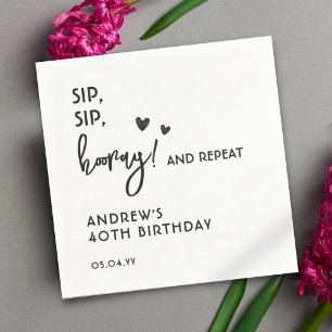 Serviette En Papier Noir et blanc Simple drôle Adulte 40e anniversaire