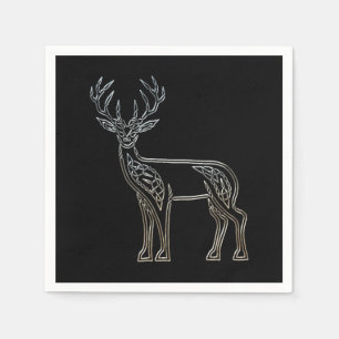 Serviette En Papier Noir Et Noir Cerf Style Celtique