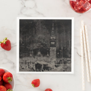 Serviette En Papier Noir et Taupe en survol Skyline Venise Italie