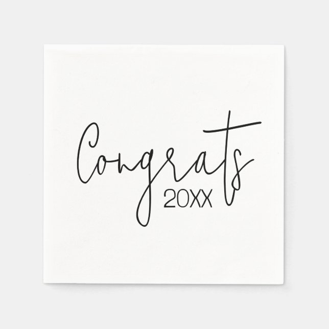 Serviette En Papier Noir Félicitations Pour Le Blanc (Devant)