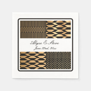 Serviette En Papier Noir - Gold Kente (Blanc)