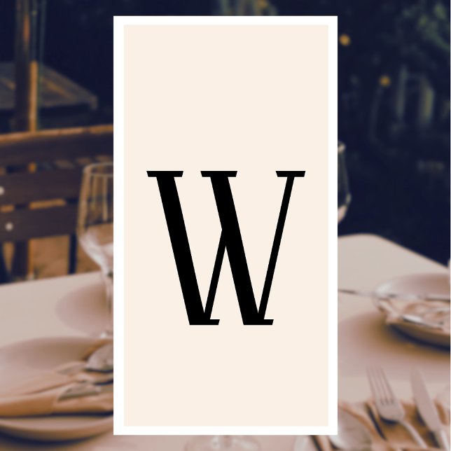 Serviette En Papier Noir grand moderne personnalisé initial | Lin (Créateur téléchargé)