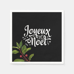 Serviette En Papier Noir Joyeux Noel