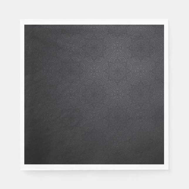 Serviette En Papier Noir Luxe décoration mandala design (Devant)