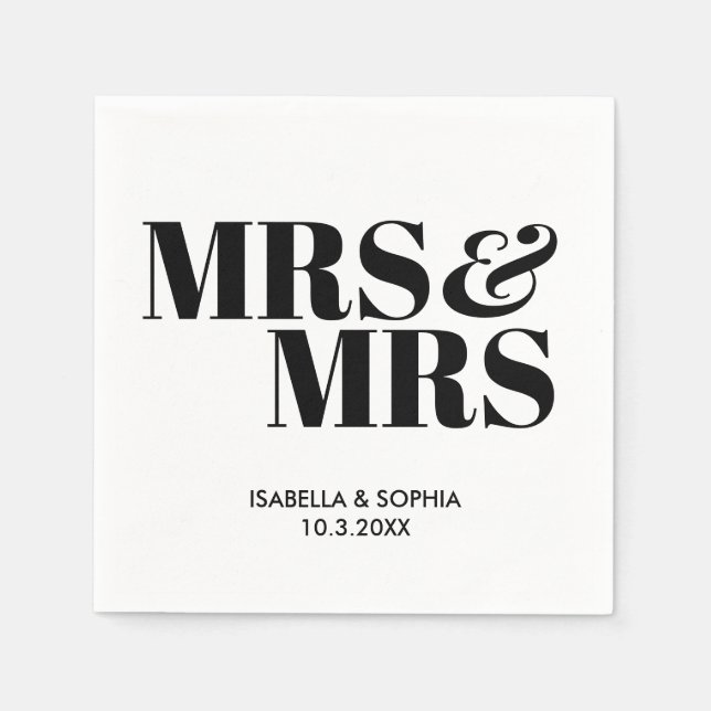 Serviette En Papier Noir Mme & Mme Bride Mariage personnalisé serviett (Devant)