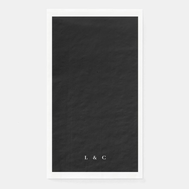 Serviette En Papier Noir moderne Premium Onyx simple Mariage (Devant)