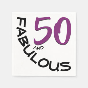 Serviette En Papier Noir pourpre 50 et anniversaire fabuleux de