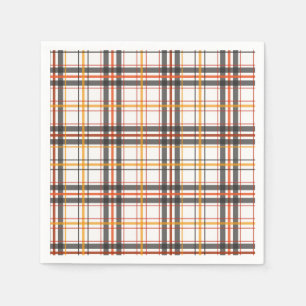 Serviette En Papier Noir rétro, Brown & Plaid orange