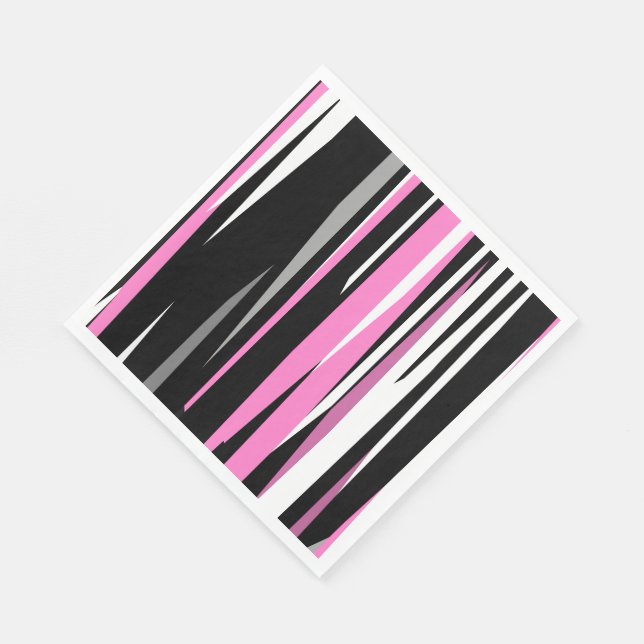 Serviette En Papier Noir rose et blanc Abstrait (Coin)