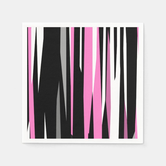 Serviette En Papier Noir rose et blanc Abstrait (Devant)