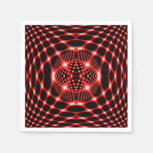 Serviette En Papier Noir rouge de néon fractal