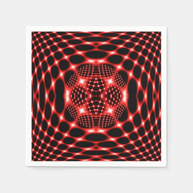 Serviette En Papier Noir rouge de néon fractal (Devant)