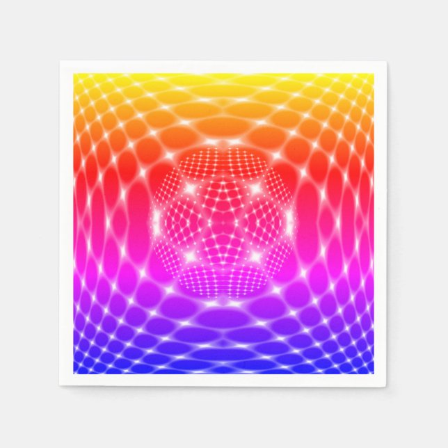 Serviette En Papier Noir rouge de néon fractal (Devant)