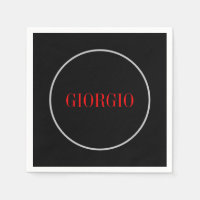 Noir Rouge Votre Nom Minimaliste Personnel Moderne