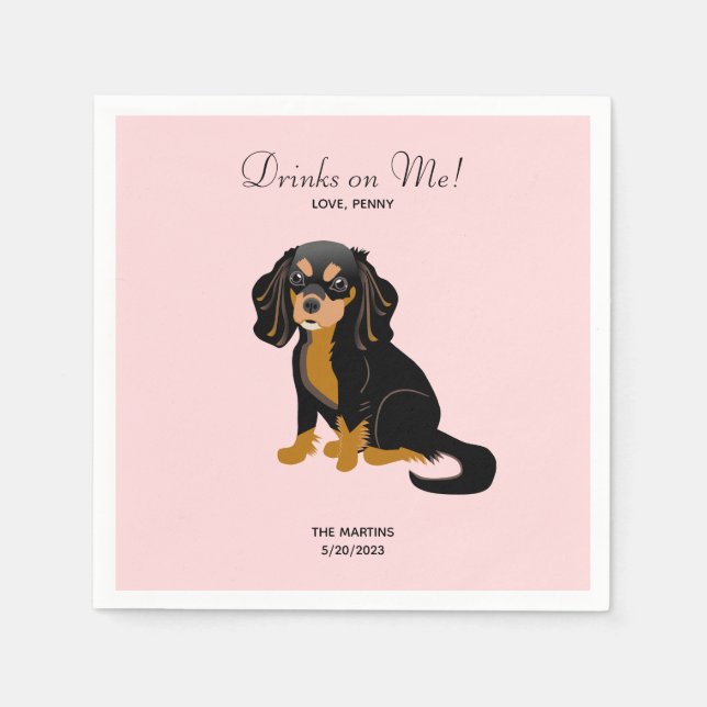 Serviette En Papier Noir Tan Cavalier Mariage Cocktail  Napkins (Devant)