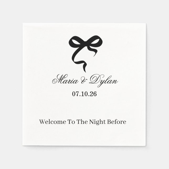Serviette en papier noire pour mariage (Devant)