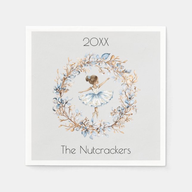 Serviette En Papier Noisette de Noël Aquarelle Ballerina (Devant)