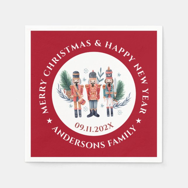 Serviette En Papier Noisettes de Noël composition frontière rouge (Devant)