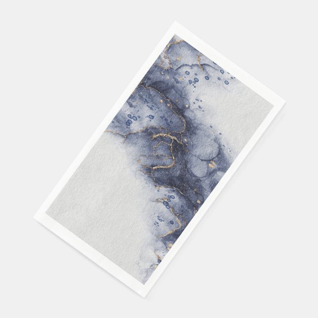 Serviette En Papier Noix d'encre bleu foncé et or (Coin)