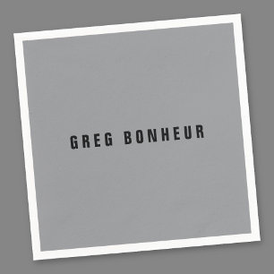 Serviette En Papier Nom au look moderne et élégant Gris et Noir