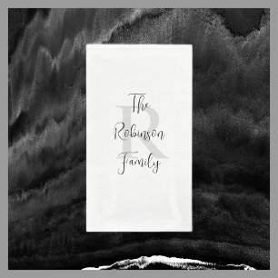 Serviette En Papier Nom blanc et noir Papier monogramme Serviette d'in
