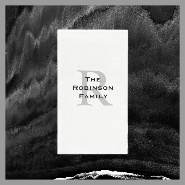 Serviette En Papier Nom blanc et noir Papier monogramme Serviette d'in (Créateur téléchargé)