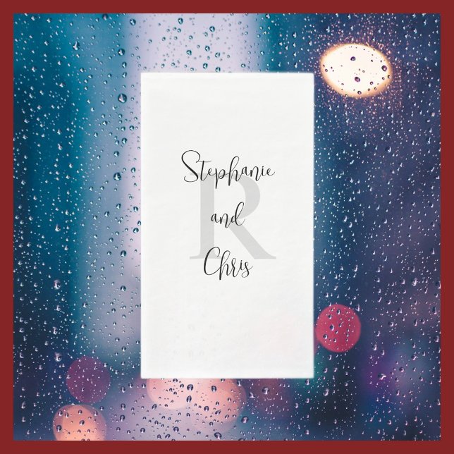 Serviette En Papier Nom blanc et noir Papier monogramme Serviette d'in (Créateur téléchargé)