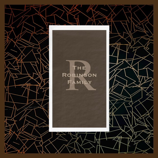Serviette En Papier Nom Brown et bronzage Papier monogramme Serviette  (Créateur téléchargé)