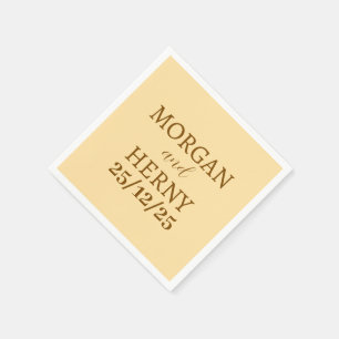 Serviette En Papier NOM customisé MARIAGE DE COULEUR BEIGE MODERNE