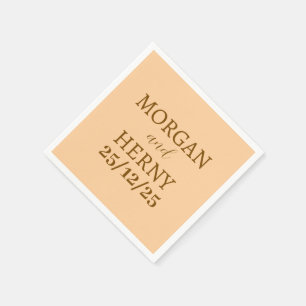 Serviette En Papier NOM customisé MARIAGE DE COULEUR DE PÊCHE MODERNE 