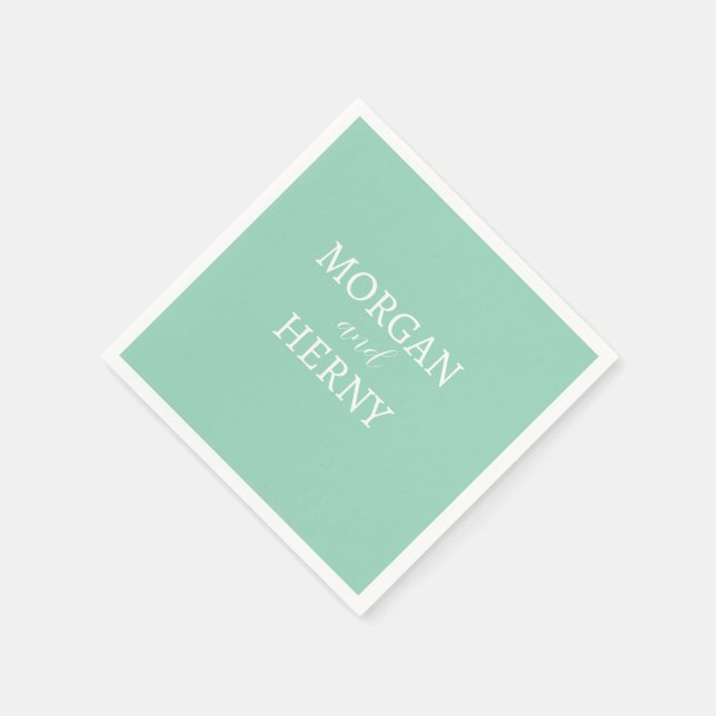 Serviette En Papier NOM customisé STYLISH MODERN TURQUOISE CLAIR MARIA (Coin)