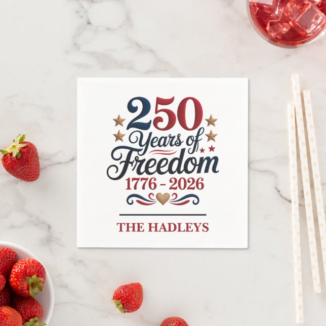 Serviette En Papier Nom d'anniversaire America 250 (En situation)