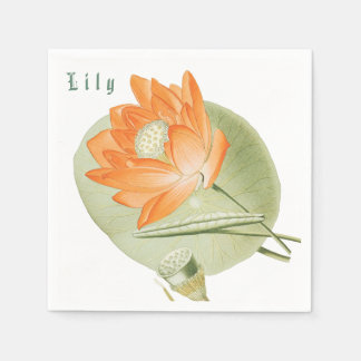 Serviette En Papier Nom d'art spirituel de lotus de nénuphar vintage