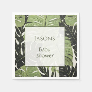 Serviette En Papier Nom de baby shower feuille tropical serviette