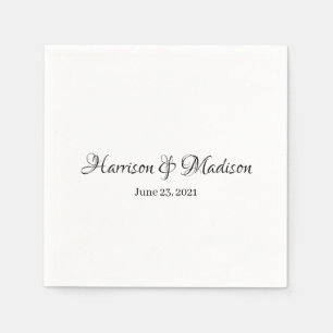 Serviette En Papier Nom de couple de script personnalisé et papier Mar