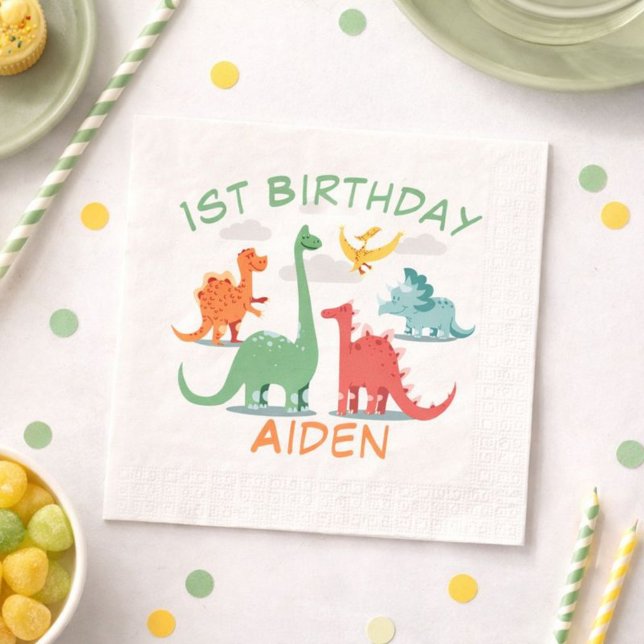 Serviette En Papier Nom de dinosaure d'anniversaire (Créateur téléchargé)