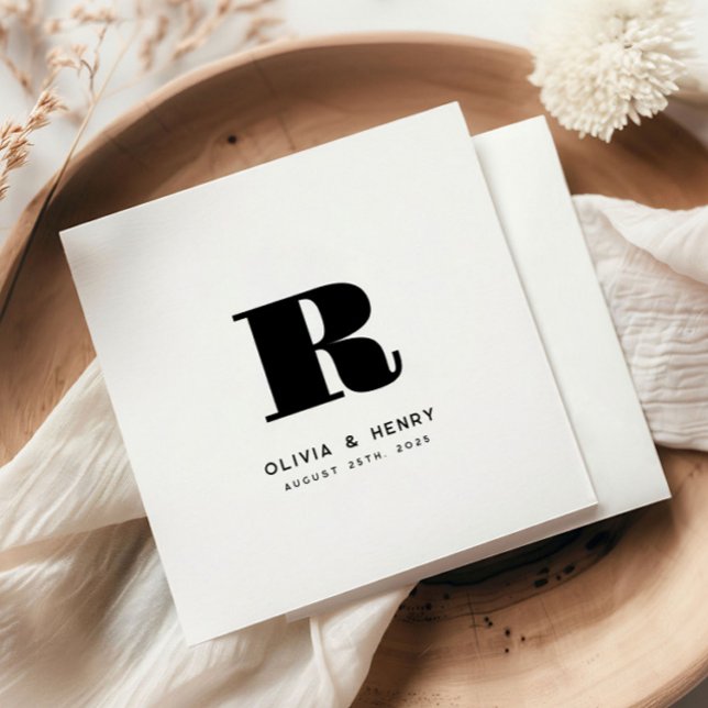 Serviette En Papier Nom de famille classique moderne Mariage initial (Créateur téléchargé)