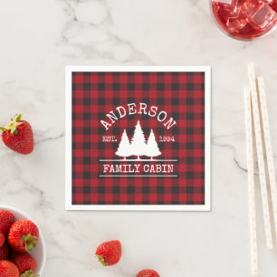 Serviette En Papier Nom de famille du cabine Red Buffalo Plaid