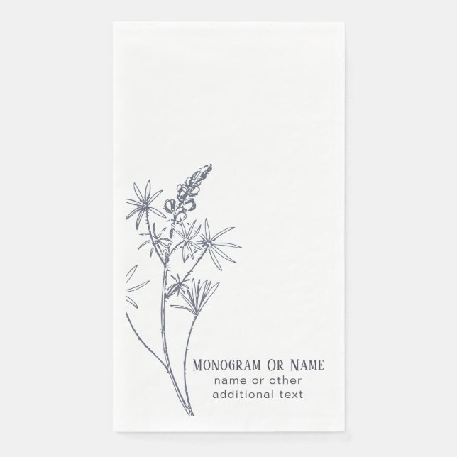 Serviette En Papier Nom de famille du Fleur sauvage du Texas Bluebonne (Devant)