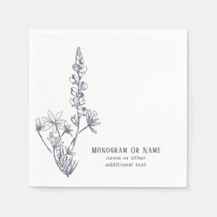 Serviette En Papier Nom de famille du Fleur sauvage du Texas Bluebonne
