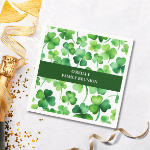 Serviette En Papier Nom de famille irlandais Shamrock aquarelle