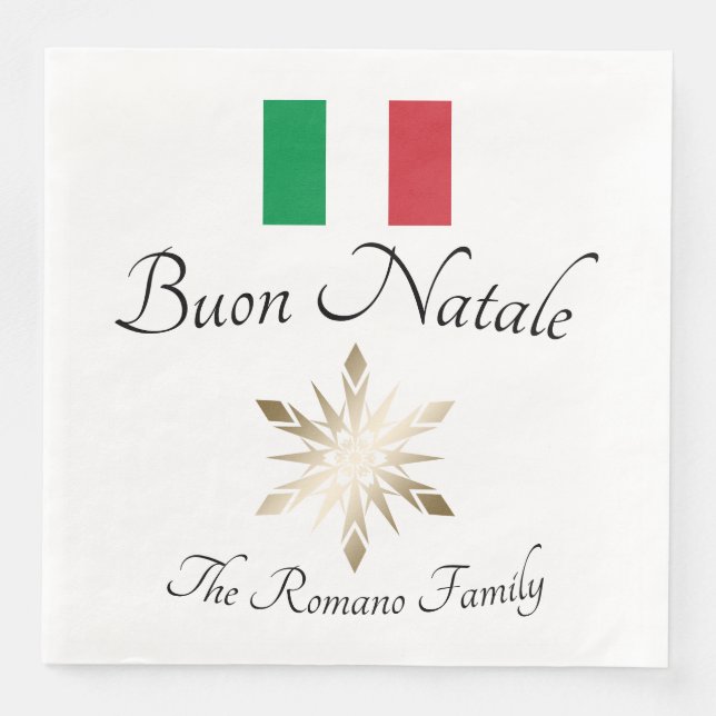 Serviette En Papier Nom de famille italien Buon Natale Drapeau et floc (Devant)