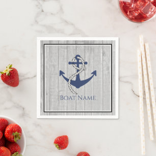 Serviette En Papier Nom de famille ou de bateau Marine Ancre corde Nau