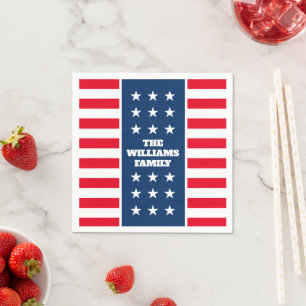 Serviette En Papier Nom de famille personnalisé 4 juillet serviettes e